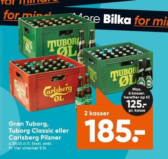 Bilka Grøn Tuborg, Tuborg Classic eller Carlsberg Pilsner tilbud