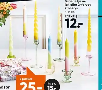 Bilka Snoede lys m/ lak eller 2-farvet kronelys tilbud