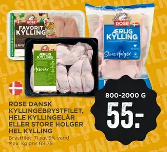 MENY Rose dansk kyllingebrystfilet, hele kyllingelår eller store holger hel kylling tilbud