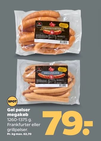 Netto Gøl Pølser Megakøb 1260-1375 g tilbud