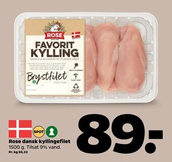 Netto Rose Dansk Kyllingefilet 1500 g tilbud