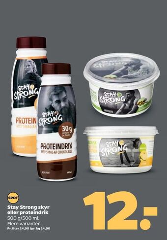 Netto Stay Strong skyr eller proteindrik 500 g/500ml tilbud