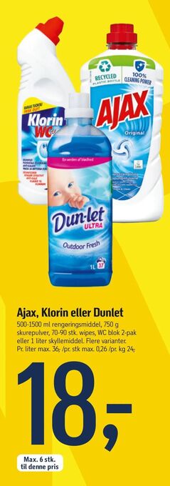Føtex Ajax, Klorin eller Dunlet tilbud