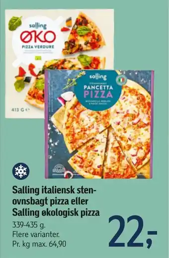 Føtex Salling italiensk stenovnsbagt pizza eller Salling økologisk pizza tilbud