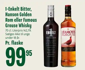1-Enkelt Bitter, Hansen Golden Rom eller Famous Grouse Whisky