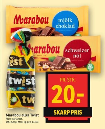 SPAR Marabou eller Twist tilbud