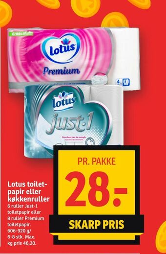 SPAR Lotus toilet papir eller køkkenruller tilbud