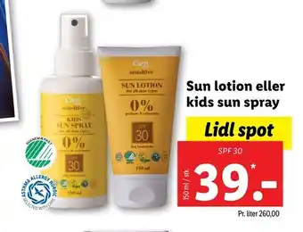 Lidl Sun lotion eller kids sun spray tilbud