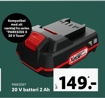 Lidl 20 V batteri 2 Ah tilbud