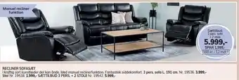 Daells Bolighus Recliner sofasæt - 3 pers. sofa + 2 stole tilbud