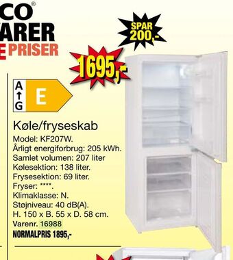 Harald Nyborg Køle/fryseskab tilbud