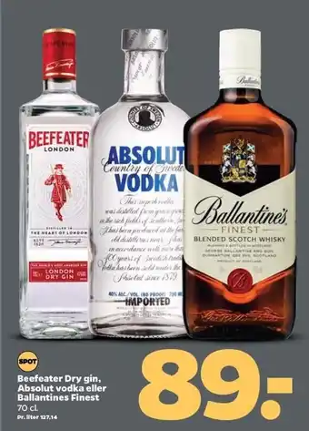 Netto Beefeater Dry Gin, Absolut Vodka el. Ballantines Finest tilbud