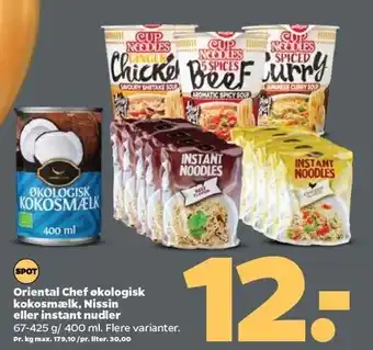 Netto Oriental Chef øko kokosmælk, Nissin el. instant nudler tilbud