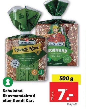 Lidl Schulstad skovmandsbrød el. kondi karl tilbud