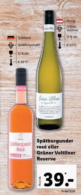 Lidl Spätburgunder rose el. Gruner Veltliner Reserve tilbud