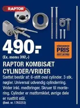 Stark Raptor kombisæt cylinder/vrider tilbud