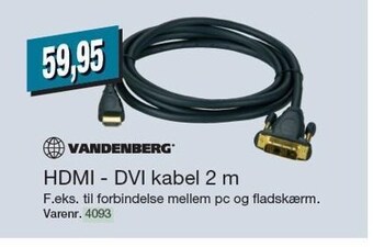 Harald Nyborg HDMI - DVI Kabel 2 M tilbud