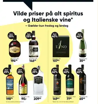 Bilka Spiritus og Italienske vine tilbud