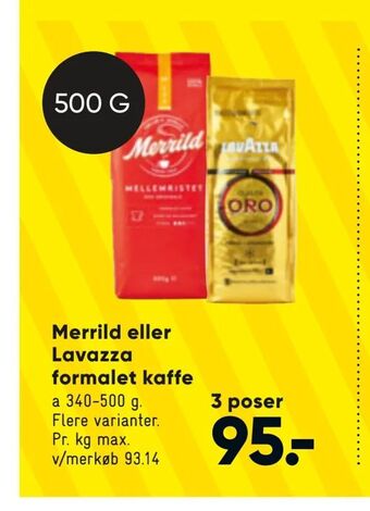 Bilka Merrild eller Lavazza formalet kaffe tilbud