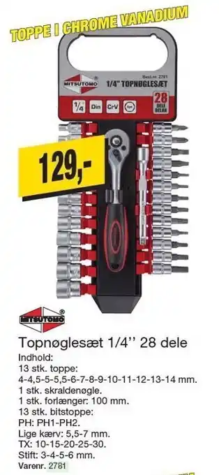 Harald Nyborg Topnølgesæt 1/4'' 28 dele tilbud