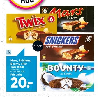 Mars, Snickers, Bounty eller Twix isbar