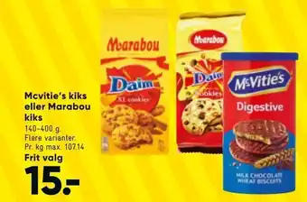 Bilka Mcvitie's kiks eller Marabou kiks tilbud