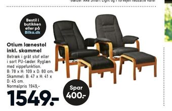 Bilka Otium lænestol inkl. skammel tilbud