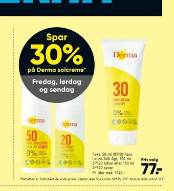 Bilka Derma solcreme tilbud