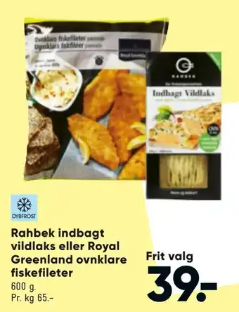 Bilka Rahbek indbagt vildlaks eller Royal Greenland ovnklare fiskefileter tilbud