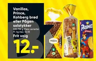 Bilka Vanillas, Prince, Kohberg brød eller Pågen solstykker tilbud