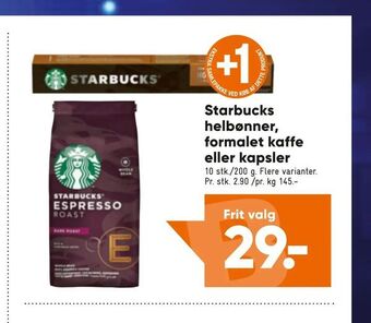 Bilka Starbucks helbønner, formalet kaffe eller kapsler tilbud