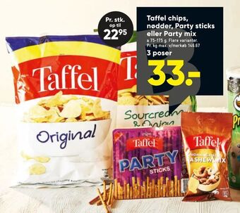 Bilka Taffel chips, nødder, Party sticks eller Party mix tilbud
