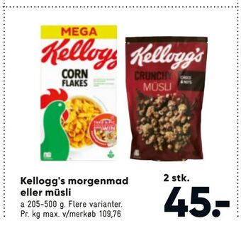 Bilka Kellogg's morgenmad eller müsli tilbud