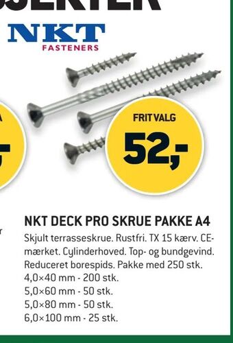 XL-BYG Nkt deck pro skrue pakke a4 tilbud