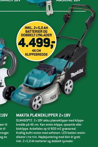Makita plæneklipper 2×18v