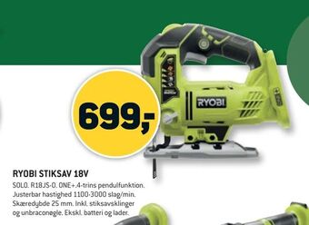 XL-BYG Ryobi stiksav 18v tilbud