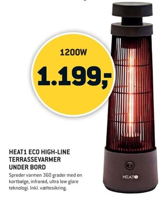 XL-BYG HEAT1 ECO HIGH-LINE TERRASSEVARMER UNDER BORD tilbud