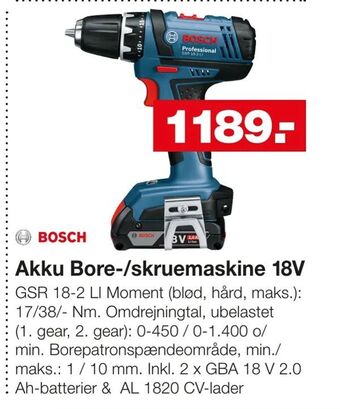 Bauhaus Akku Bore-/skruemaskine 18V tilbud