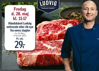 Føtex Håndskåret Ludvig entrecote eller rib eye fra vores slagter tilbud