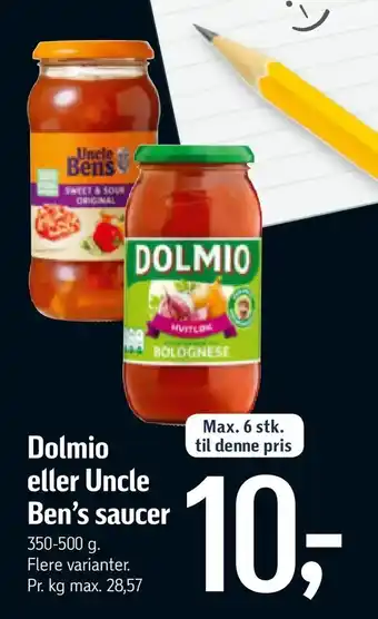 Føtex Dolmio eller Uncle Ben's saucer tilbud