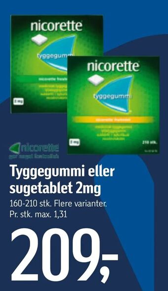Føtex Tyggegummi eller sugetablet 2mg tilbud