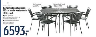 Føtex Kerteminde sæt antracit 150 cm med 6 Kerteminde stole - sort tilbud