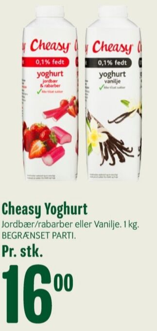 Min Købmand Cheasy yoghurt jordbær & rababer tilbud