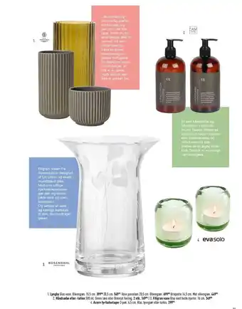 Imerco Lyngby glas vase, Håndsæbe el. lotion, Filigan vase el. Acorn fyrfadsstager tilbud