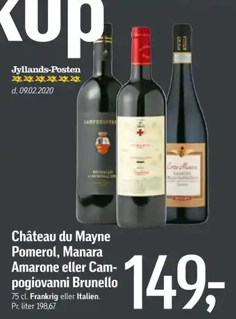 Føtex Château du Mayne Pomerol, Manara Amarone eller Cam pogiovanni Brunello tilbud