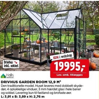 jem & fix Drivhus Garden Room 12,9 M2 tilbud