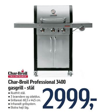 Føtex Char-Broil Professional 3400 gasgrill - stål tilbud