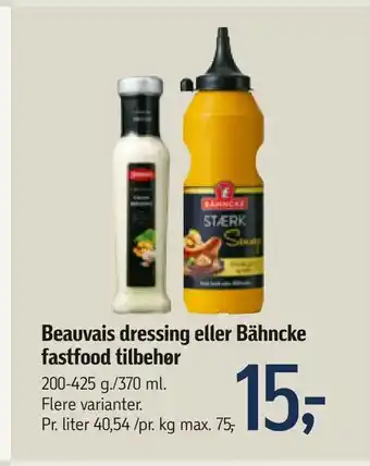 Føtex Beauvais dressing eller Bähncke fastfood tilbehør tilbud