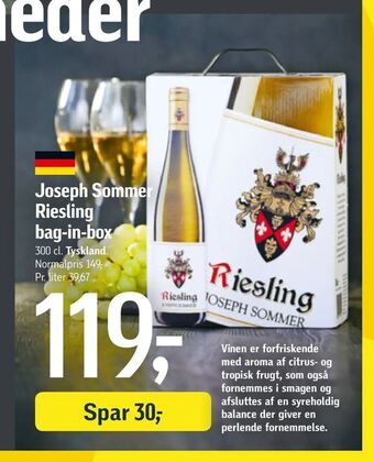 Føtex Joseph Sommer Riesling bag-in-box tilbud
