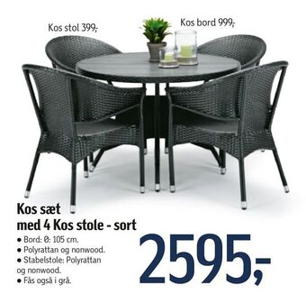 Føtex Kos sæt med 4 Kos stole - sort tilbud